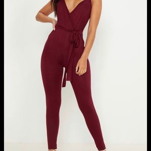 Capella Burgundy Tie-Wrap Jumpsuit